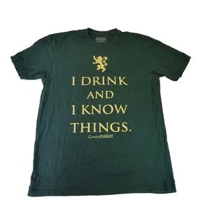 Game of Thrones I Drink and Know Things Graphic T-Shirt Mens Size‎ L Green